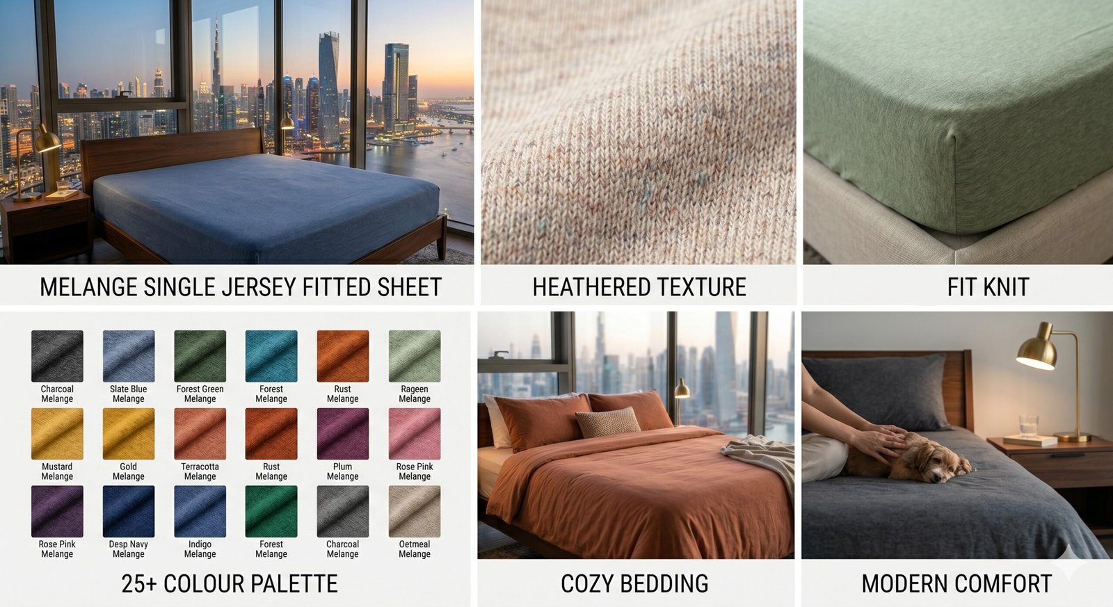 Melange heather bed sheet fabric