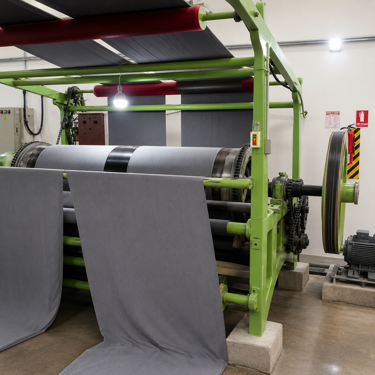 Fabric raising machine at M.R. Garment Industries