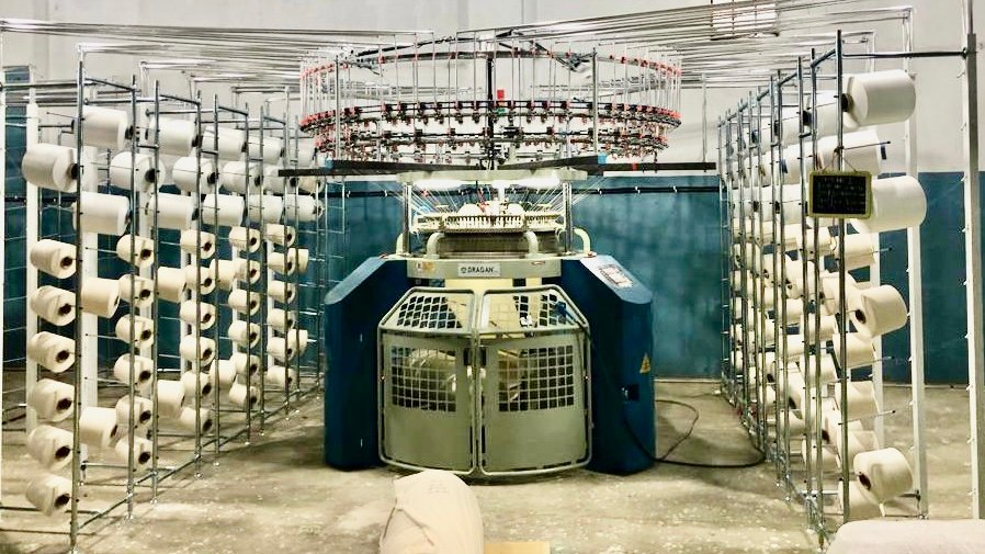 Knitting machine close-up detail