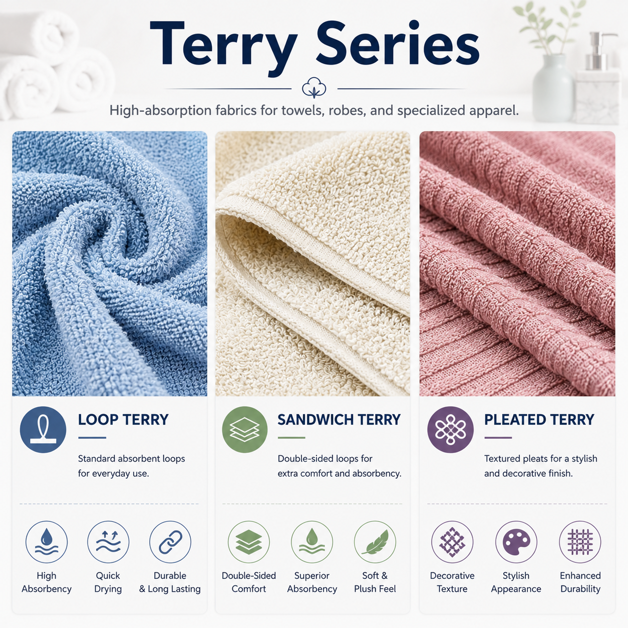 Terry Series - Loop Terry, Sandwich Terry, Pleated Terry